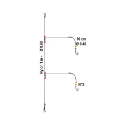 FLASHMER Bas De Lignes / Lignes Montées-Bas de ligne mer metal clip 2 hamecons