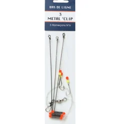 FLASHMER Bas De Lignes / Lignes Montées-Bas de ligne mer metal clip 3 hamecons