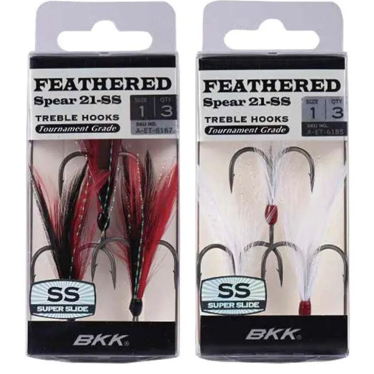 BKK Hameçons Et Montages-Hameçons triples à Plumes Spear 21SS White (x3)